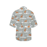 Beautiful deers Winter Christmas Women's All Over Print Hawaiian Shirt