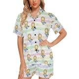 Cute hand drawn mermaid Women's V-Neck Short Pajama Set