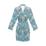 Squirrel Pattern Print Design 01 Women's Long Sleeve Belted Night Robe