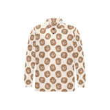 Lion Pattern Print Design 01 Men's Long Sleeve Polo Shirt