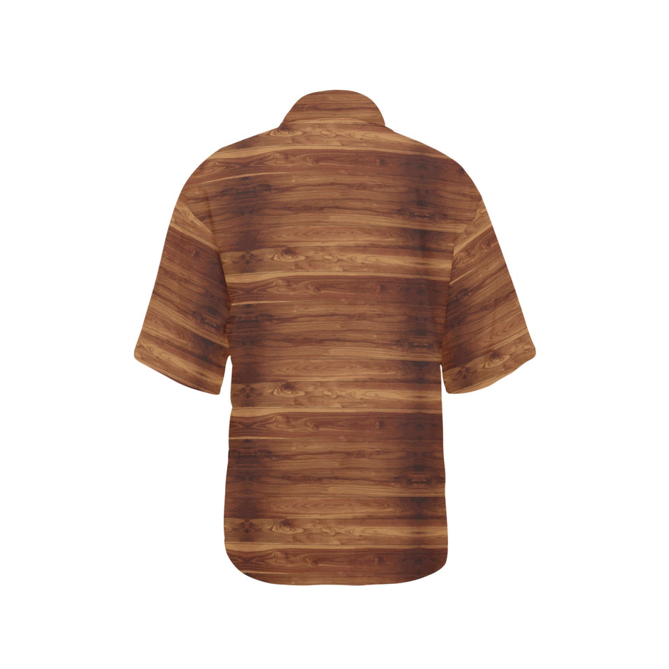Wood Printed Pattern Print Design 04 Women's All Over Print Hawaiian Shirt