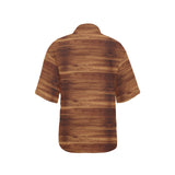 Wood Printed Pattern Print Design 04 Women's All Over Print Hawaiian Shirt