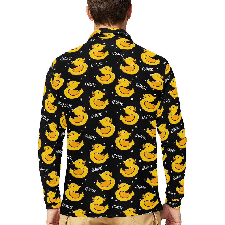 Duck Pattern Print Design 05 Men's Long Sleeve Polo Shirt