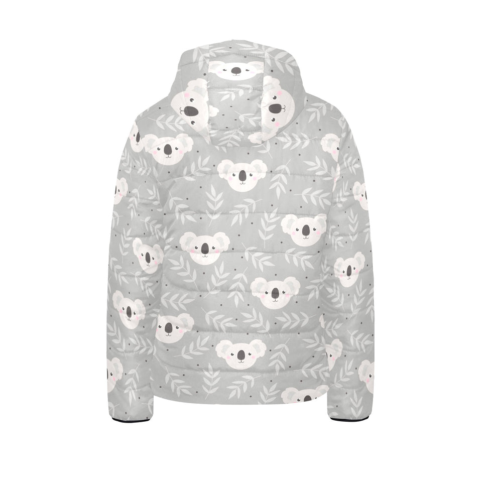 Cute koala leaves pattern Kids' Boys' Girls' Padded Hooded Jacket