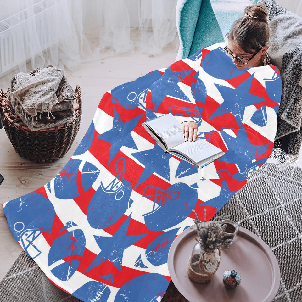 American football ball star stripes pattern Blanket Robe with Sleeves