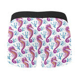 Purple seahorse blue coral pattern Men's All Over Print Boxer Briefs Men's Underwear