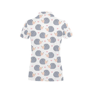 Hedgehog Pattern Print Design 04 Women's All Over Print Polo Shirt