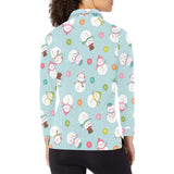 Cute snowman snowflake pattern Women's Long Sleeve Polo Shirt