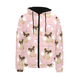 Cute unicorn pug pattern Men's Padded Hooded Jacket