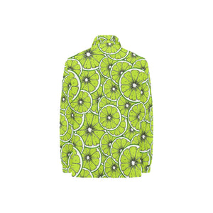 Slices of Lime design pattern Women's Long Sleeve Polo Shirt