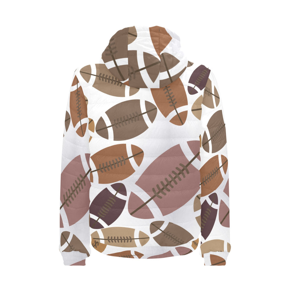 American football ball pattern Men's Padded Hooded Jacket