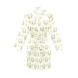 Cute cartoon frog baby pattern Women's Long Sleeve Belted Night Robe