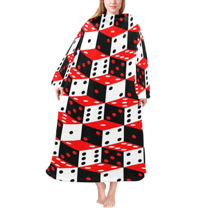 Dice Pattern Print Design 02 Blanket Robe with Sleeves