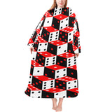 Dice Pattern Print Design 02 Blanket Robe with Sleeves