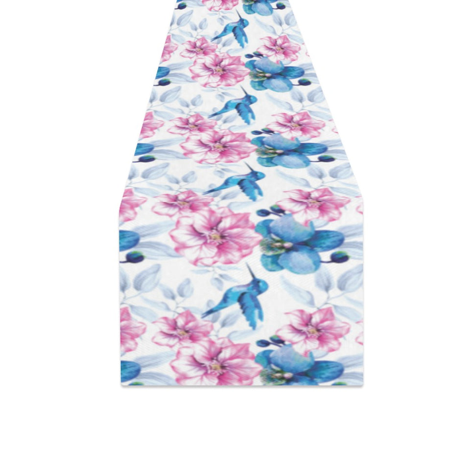 Hummingbird Pattern Print Design 02 Table Runner