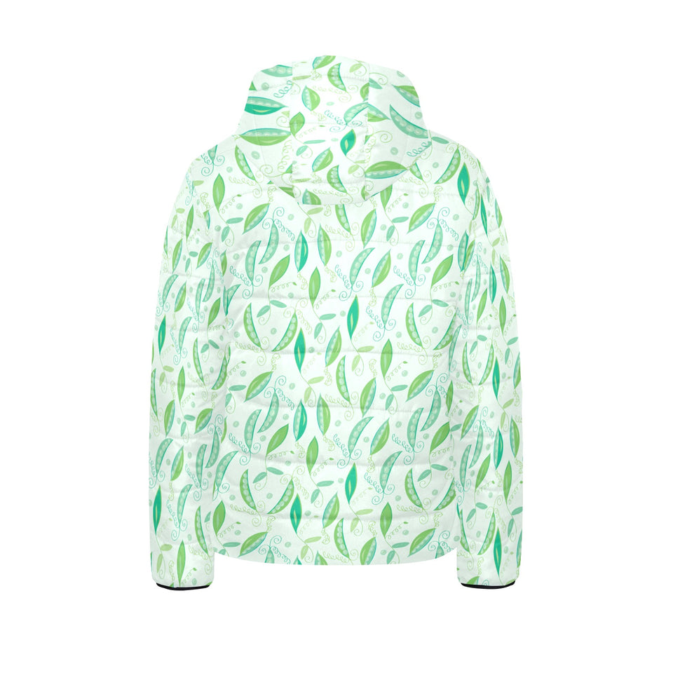 Green Peas Pattern Print Design 01 Kids' Boys' Girls' Padded Hooded Jacket