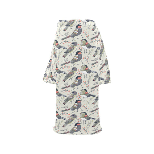 Pigeon Pattern Print Design 04 Blanket Robe with Sleeves