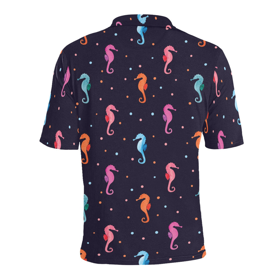 Watercolor colorful seahorse pattern Men's All Over Print Polo Shirt