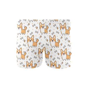 Cute corgi heart star bone pattern Men's Swimming Trunks
