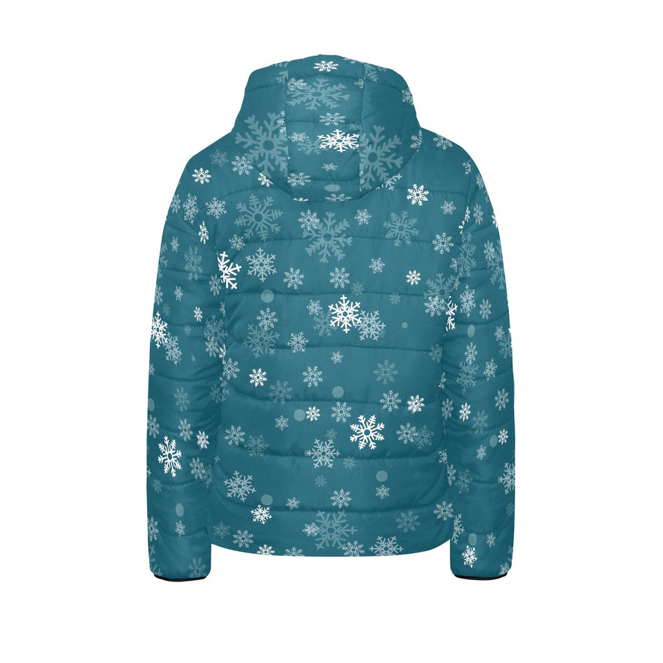 Snowflake pattern dark background Kids' Boys' Girls' Padded Hooded Jacket