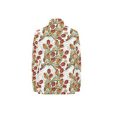Red tulips and daffodils pattern Women's Long Sleeve Polo Shirt