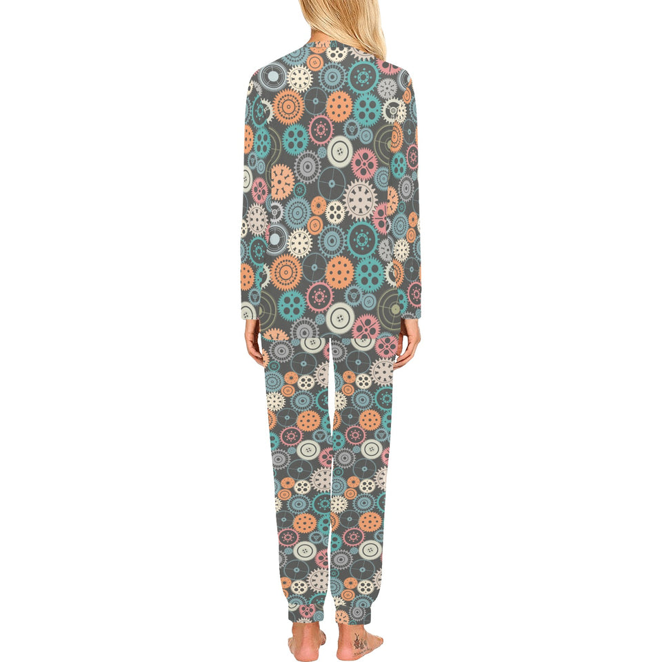 Gear Pattern Print Design 05 Women's All Over Print Pajama Set
