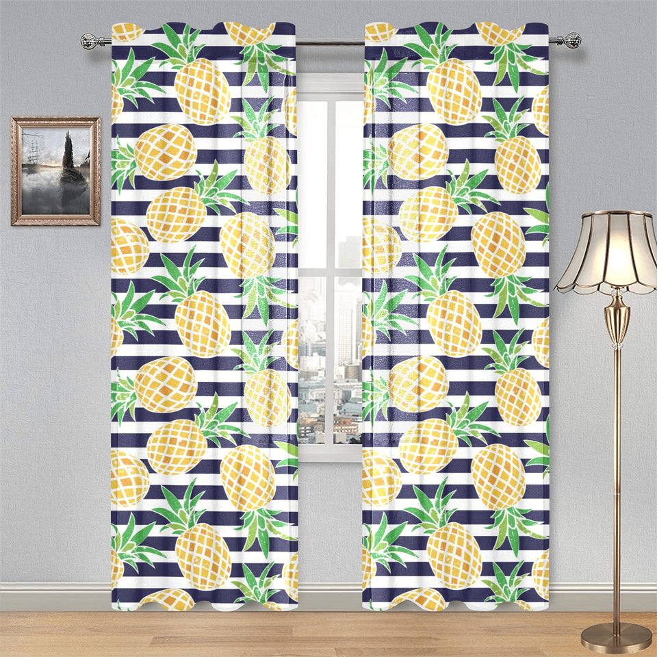 Pineapples pattern striped background Gauze Curtain