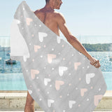 Heart pattern gray background Beach Towel