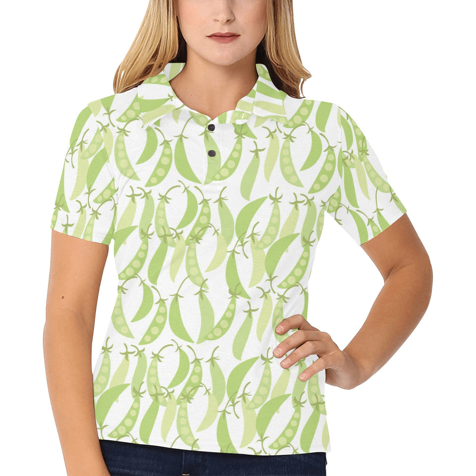 Green Peas Pattern Print Design 03 Women's All Over Print Polo Shirt