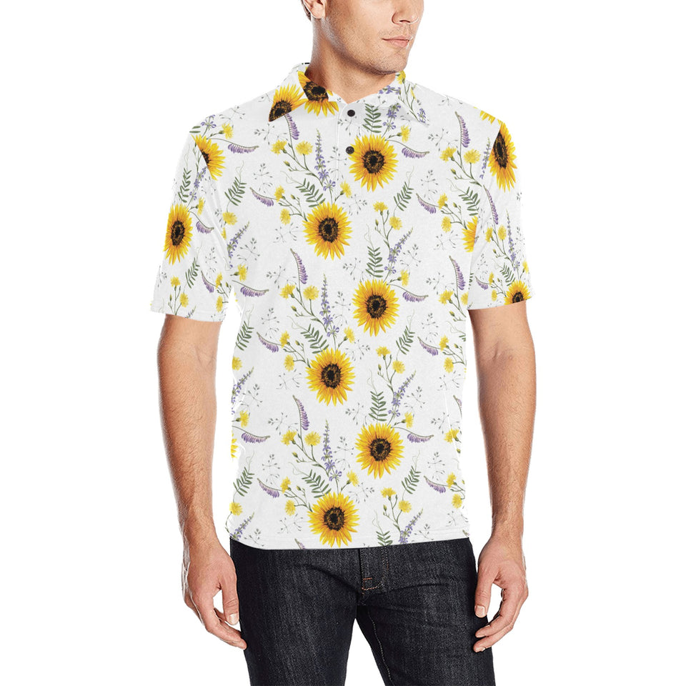 beautiful sunflowers pattern Men's All Over Print Polo Shirt
