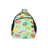 Colorful donut pattern green background All Over Print Chest Bag