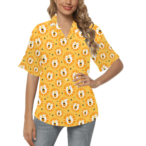 Lion Pattern Print Design 03 Women's All Over Print Hawaiian Shirt