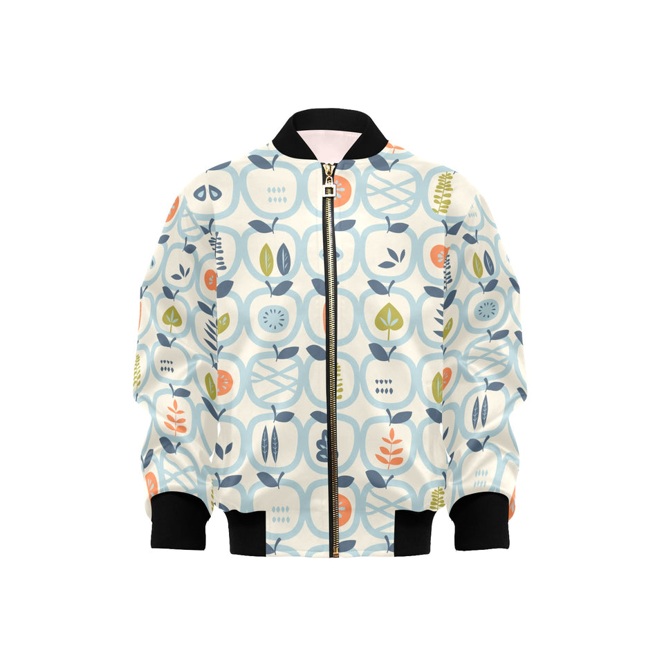 apples leaves pattern Kids' Boys' Girls' Bomber Jacket
