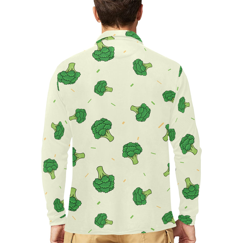 Broccoli pattern Men's Long Sleeve Polo Shirt