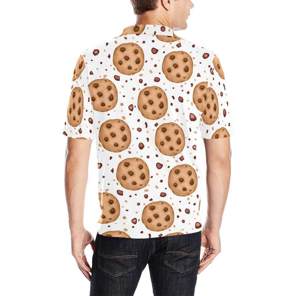 chocolate chip cookie pattern Men's All Over Print Polo Shirt