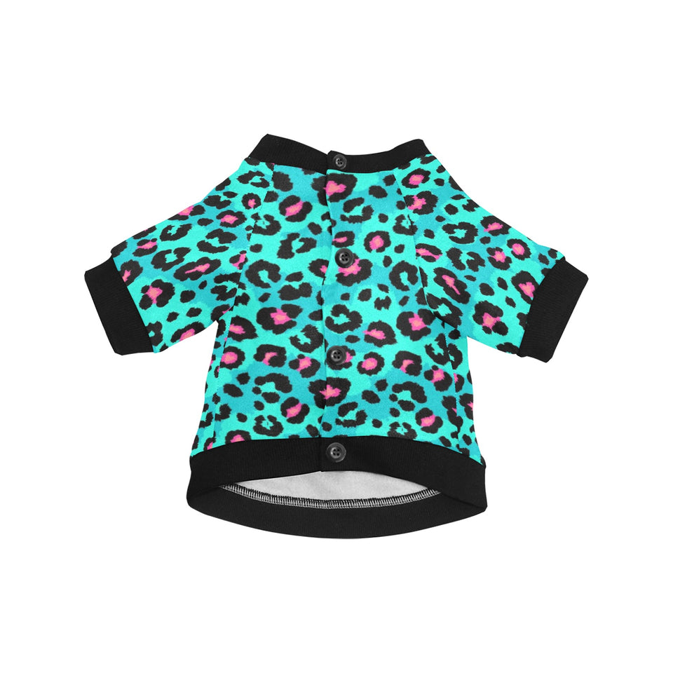 Green leopard skin print pattern All Over Print Pet Dog Round Neck Fuzzy Shirt