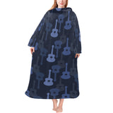 Blue Theme guitar pattern Blanket Robe with Sleeves