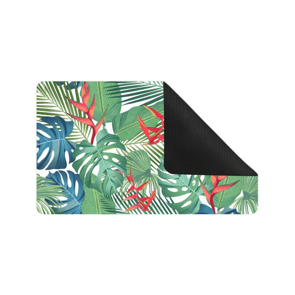 heliconia palm and monstera leaves pattern Doormat