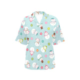 Cute snowman snowflake pattern Women's All Over Print Hawaiian Shirt