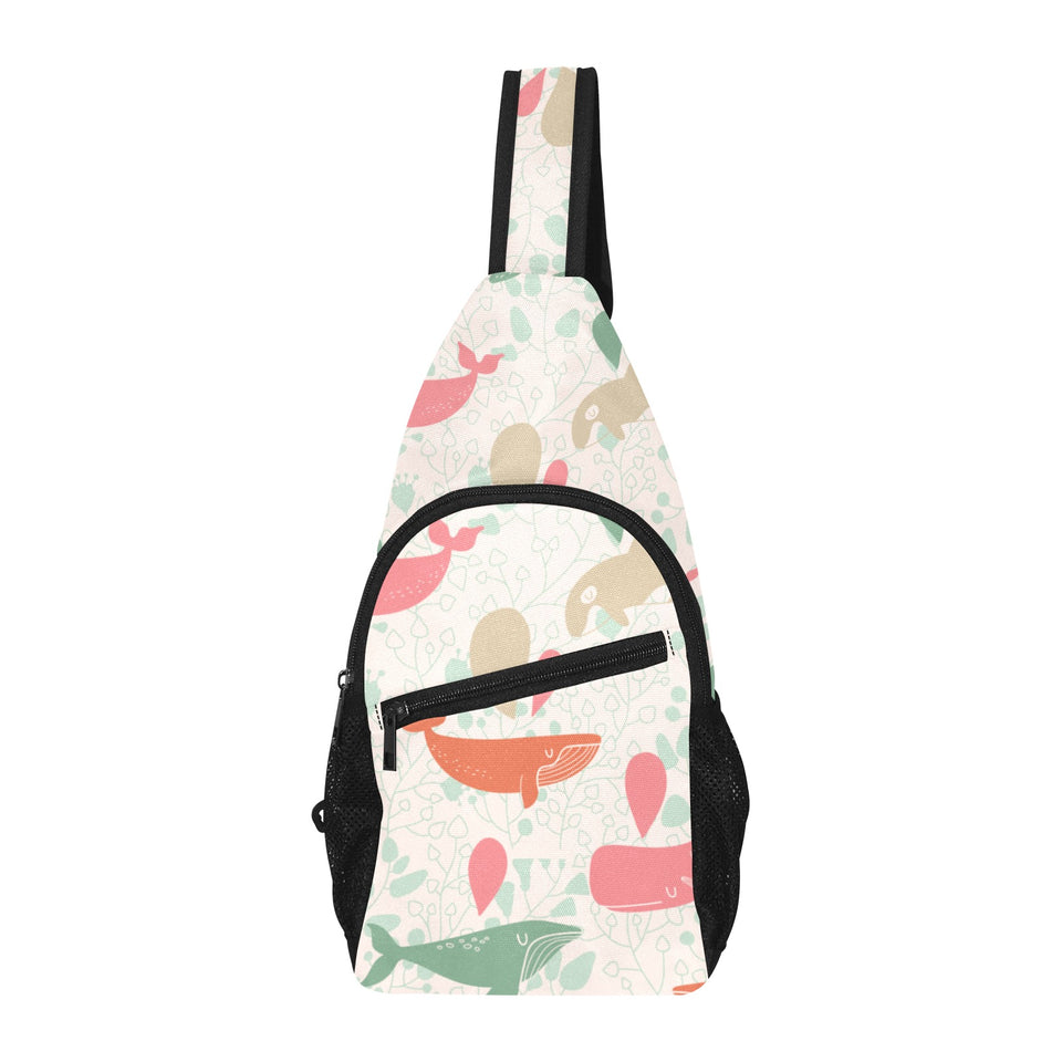 Cute whale pattern All Over Print Chest Bag