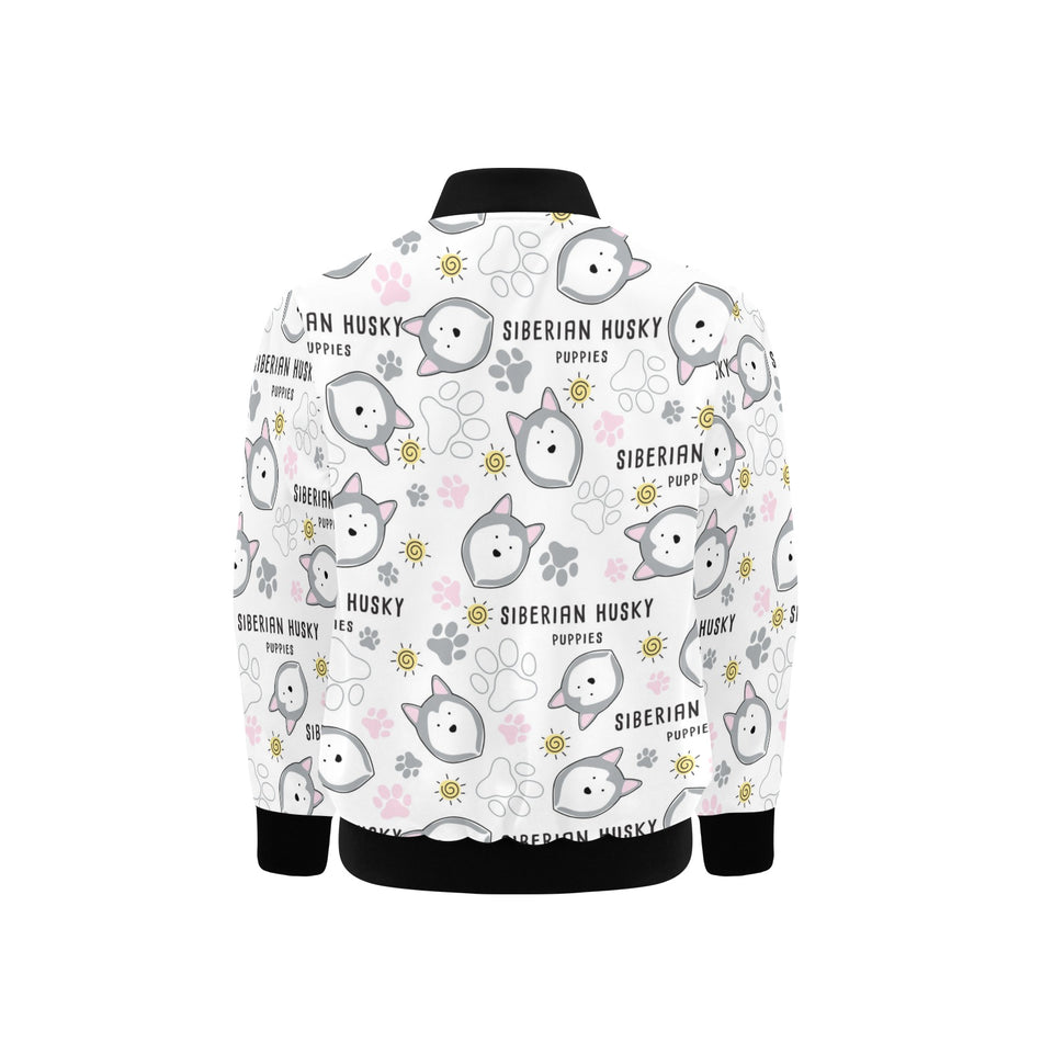 Siberian Husky design pattern Kids' Boys' Girls' Bomber Jacket
