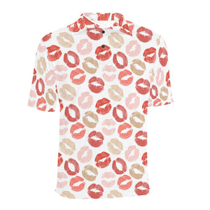 Lips Pattern Print Design 04 Men's All Over Print Polo Shirt