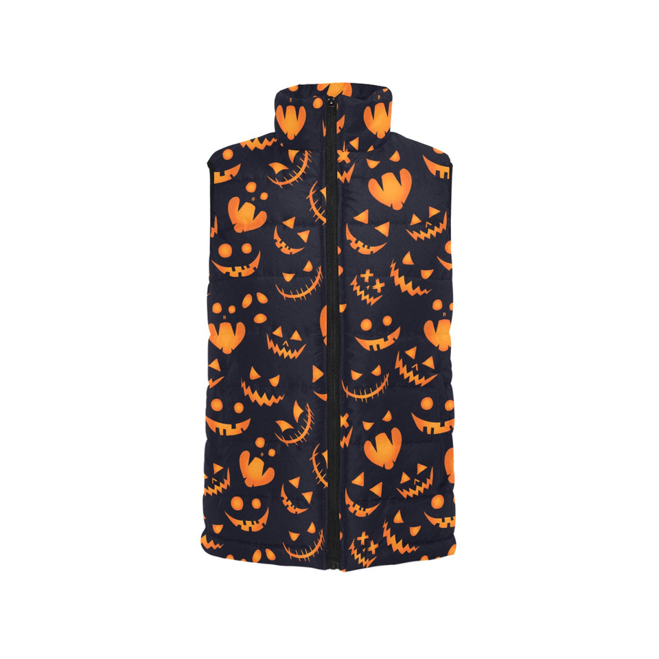 Halloween pattern Pumpkin background Women's Padded Vest