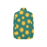 Sun green background Women's Long Sleeve Polo Shirt