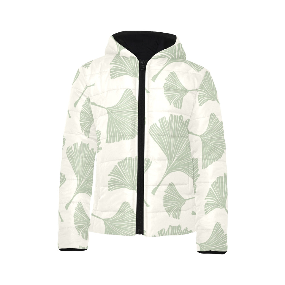 Ginkgo leaves pattern Kids' Boys' Girls' Padded Hooded Jacket