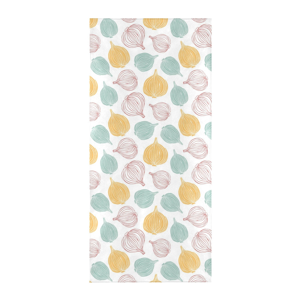colorful onions white background Beach Towel
