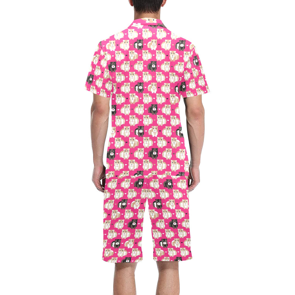 Guinea Pig Pattern Print Design 01 Men's V-Neck Short Pajama Set