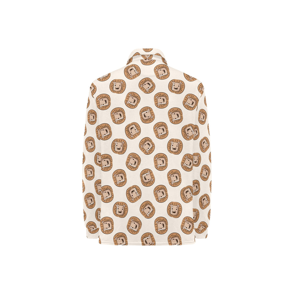 Lion Pattern Print Design 01 Women's Long Sleeve Polo Shirt