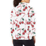Hand drawn cherry pattern Women's Long Sleeve Polo Shirt