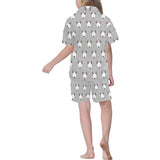 Bull Terrier Pattern Print Design 05 Kids' Boys' Girls' V-Neck Short Pajama Set